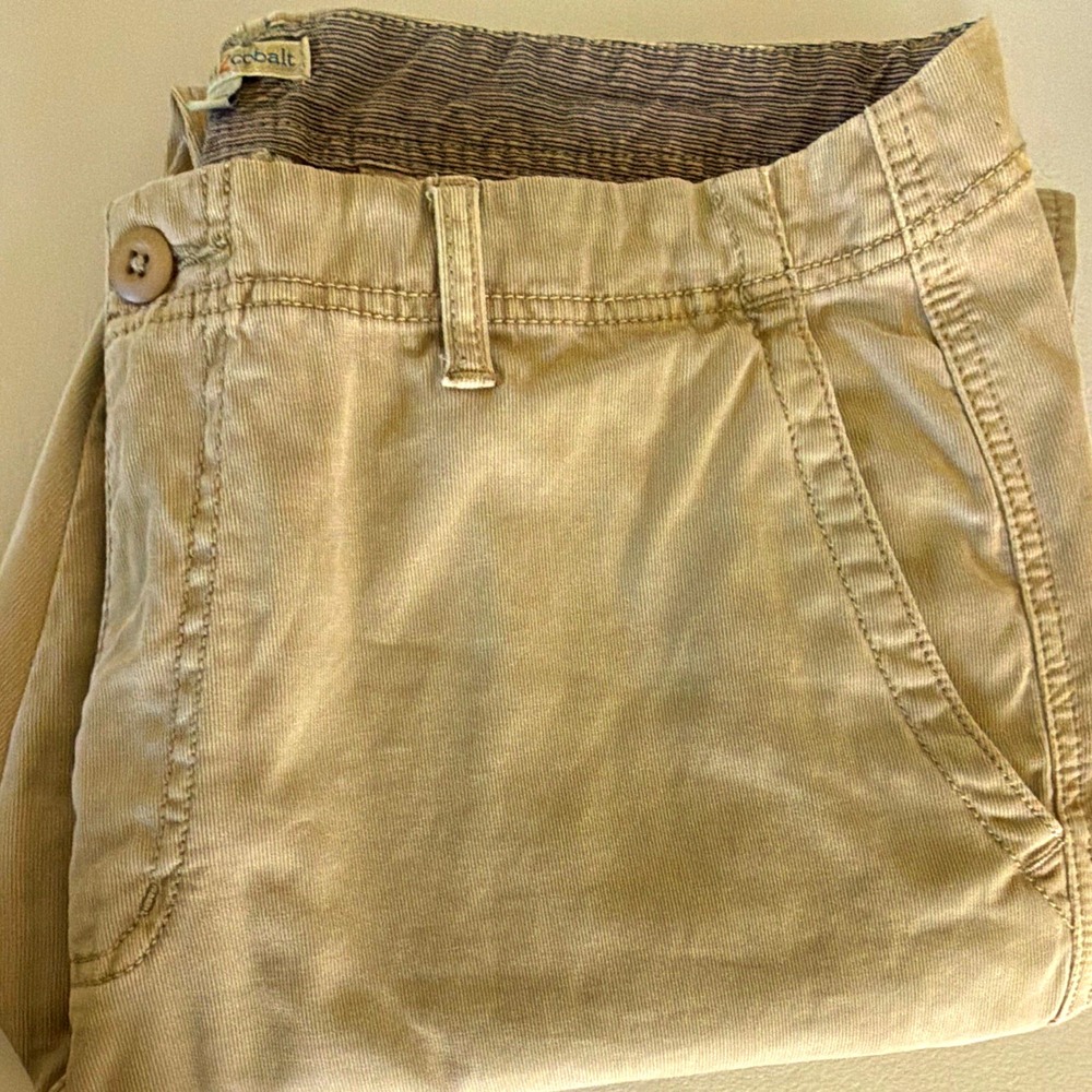 Carbon2Cobalt Men's 38x30 Beige Corduroy Chino Pants Straight Stretch Pockets